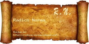 Radics Norma névjegykártya